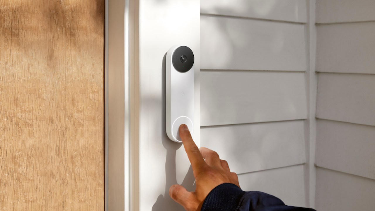 Google Nest doorbell at a front door